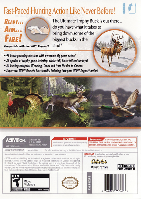Cabela's - Trophy Bucks — box-2D-back (US)