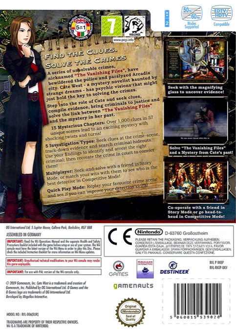 Cate West - The Vanishing Files — box-2D-back (EU)
