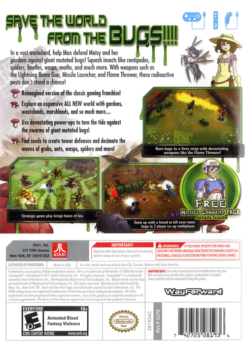 Centipede - Infestation — box-2D-back (US)