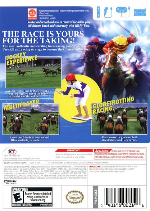Champion Jockey - G1 Jockey And Gallop Racer — box-2D-back (US)