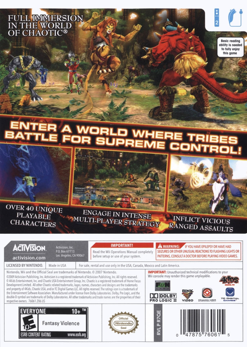 Chaotic - Shadow Warriors — box-2D-back (US)