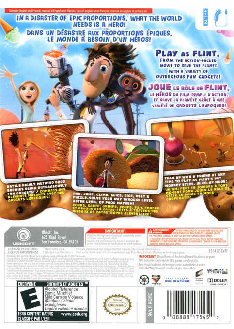 Cloudy with a Chance of Meatballs — box-2D-back (US)