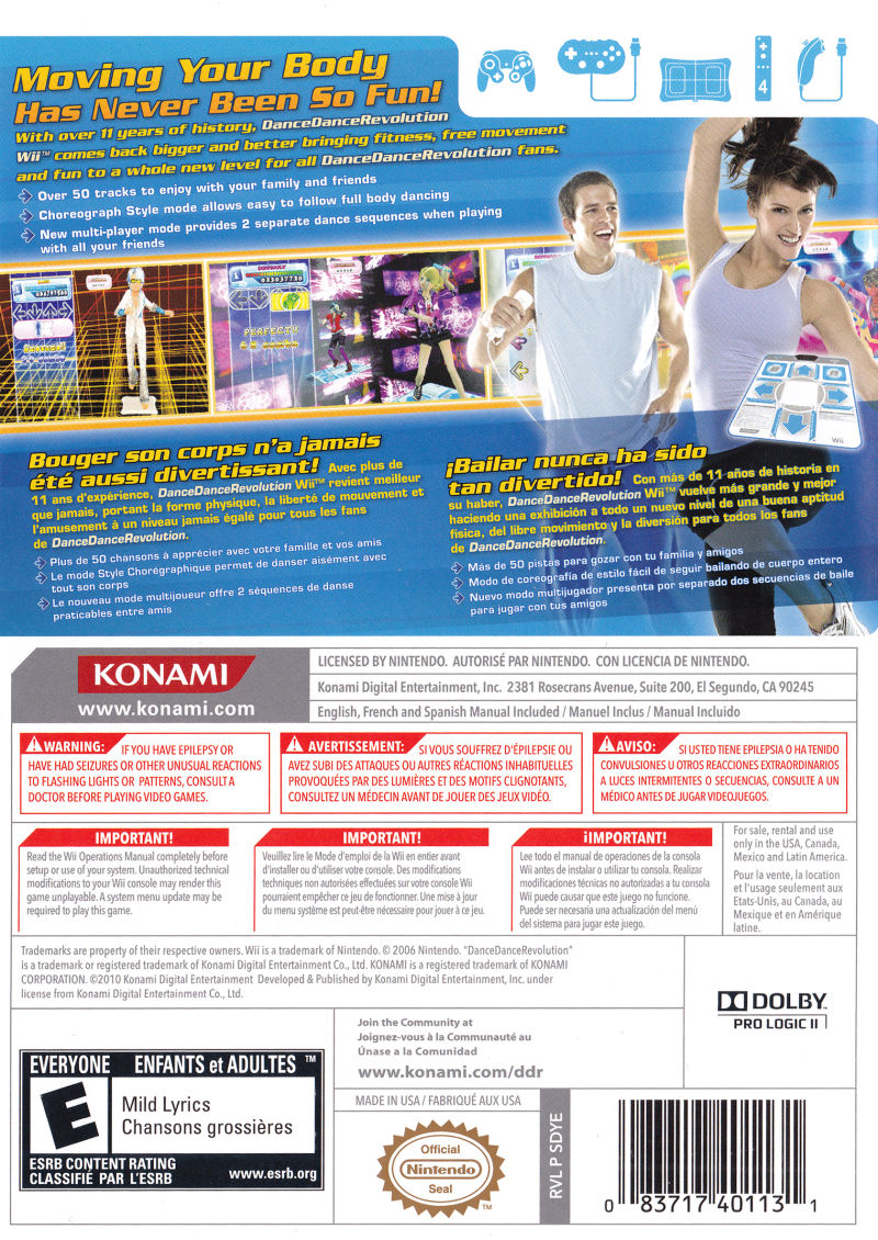 Dance Dance Revolution — box-2D-back (US)