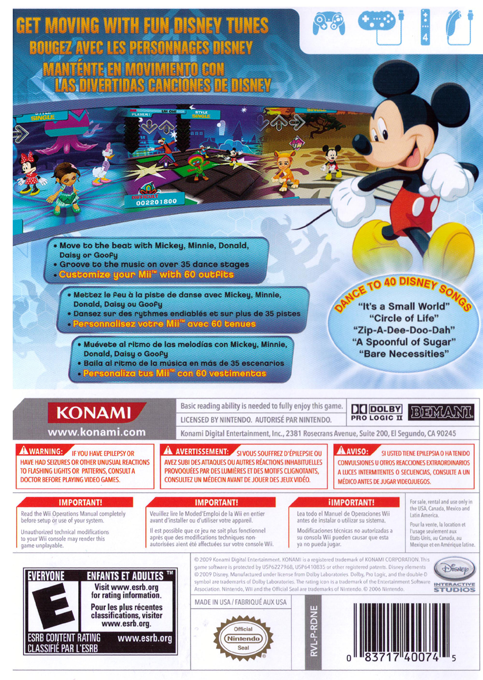 Dance Dance Revolution - Disney Grooves — box-2D-back (US)