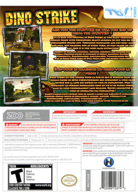 Dino Strike — box-2D-back (US)