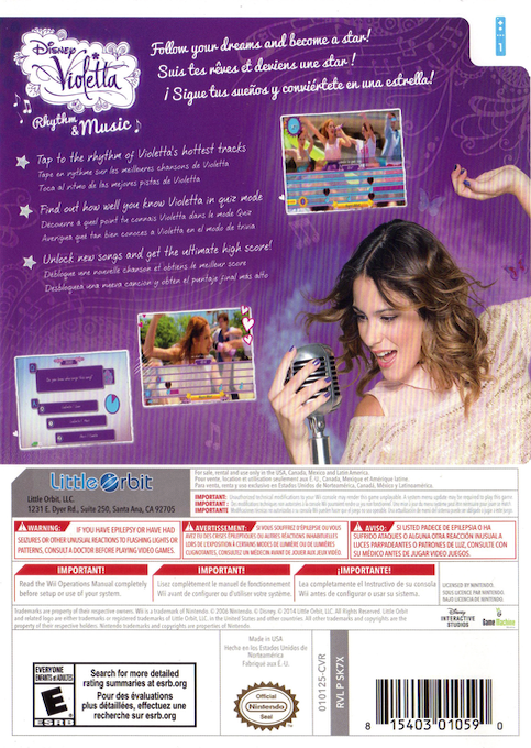 Disney Violetta - Rhythm and Music — box-2D-back (US)
