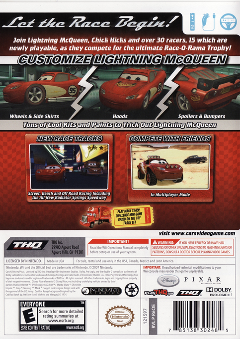 Cars Race-o-rama — box-2D-back (US)
