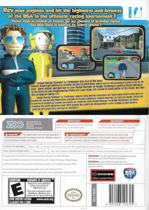 Dodge Racing - Charger Vs Challenger — box-2D-back (US)
