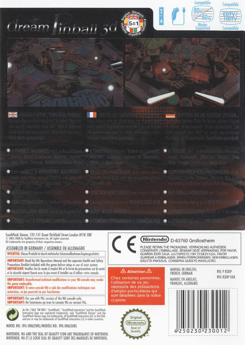 Dream Pinball 3d — box-2D-back (EU)