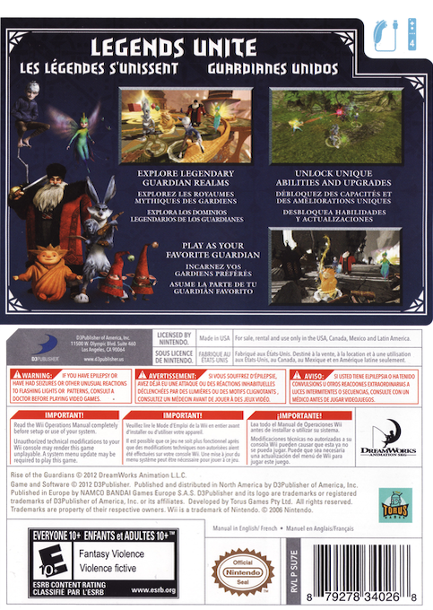 Cinq Légendes, Les — box-2D-back (US)