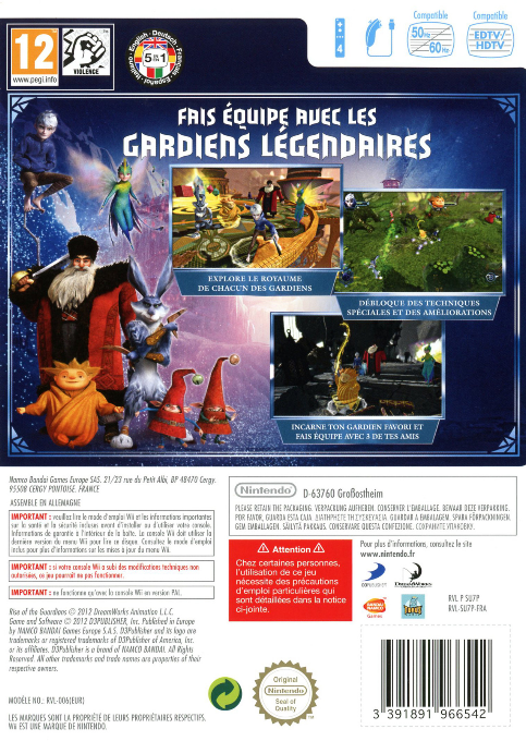 Cinq Légendes, Les — box-2D-back (FR)