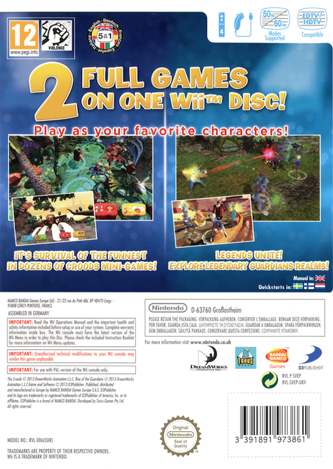 Dreamworks The Croods - Prehistoric Party! And Rise Of The Guardians - Co — box-2D-back (EU)
