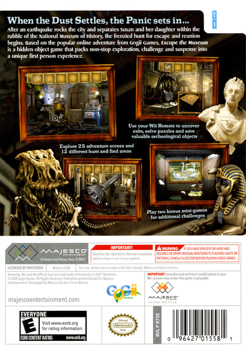 Escape The Museum — box-2D-back (US)