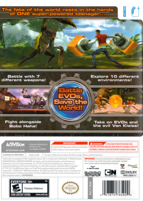 Generator Rex - Agent Of Providence — box-2D-back (US)