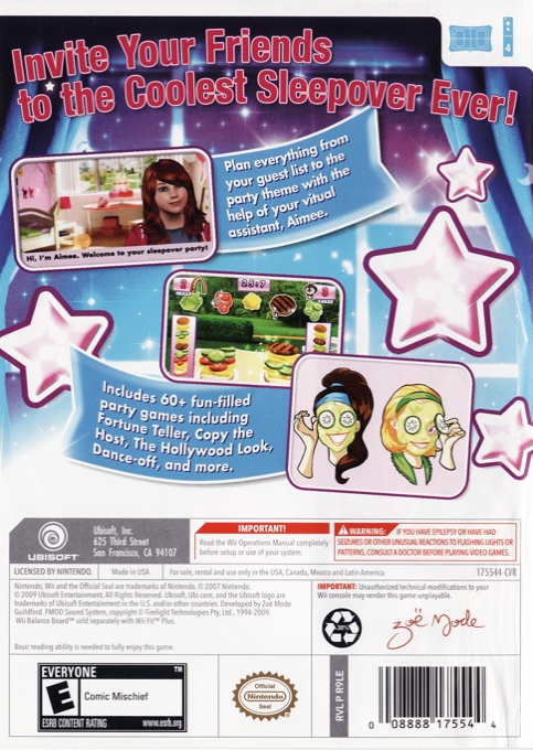 Sleepover Party — box-2D-back (US)