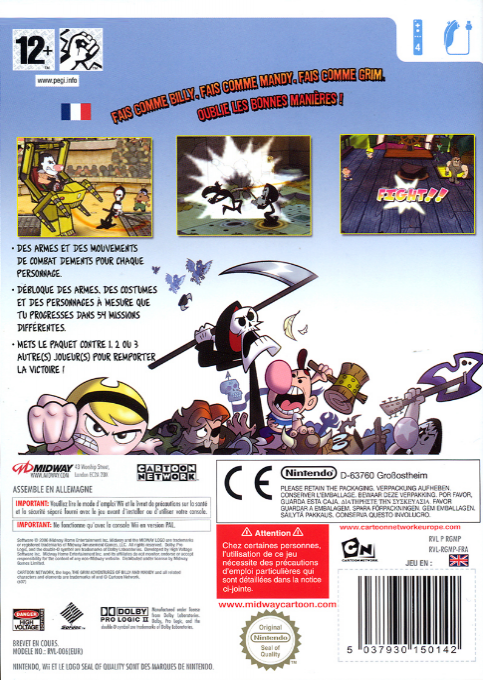 Grim Adventures Of Billy And Mandy, The — box-2D-back (FR)