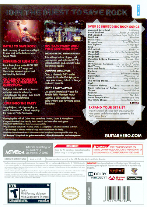 Guitar Hero - Warriors Of Rock — box-2D-back (US)
