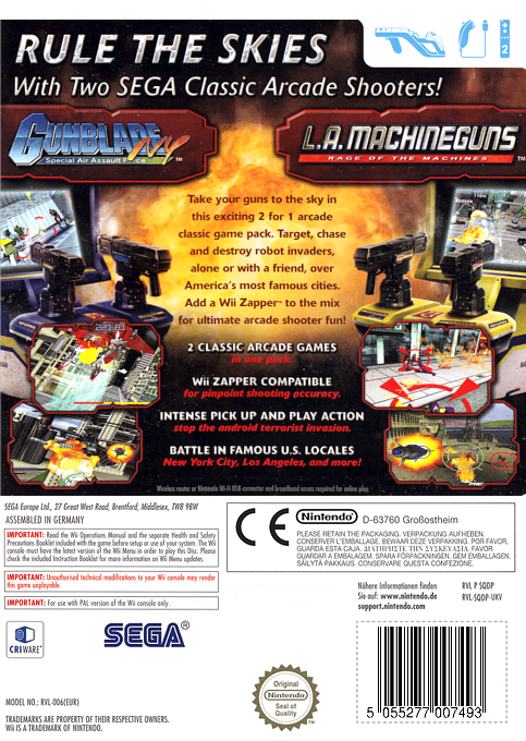 Gunblade NY And LA Machineguns - Arcade Hits Pack — box-2D-back (EU)