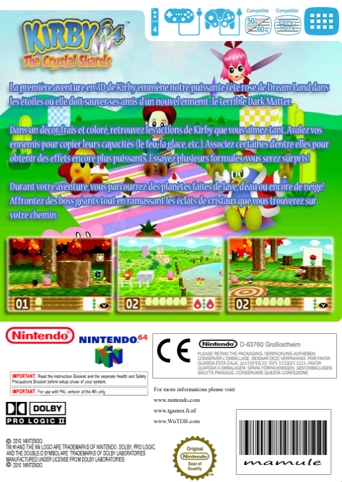 Kirby 64 -  The Crystal Shards (N64) — box-2D-back (FR)