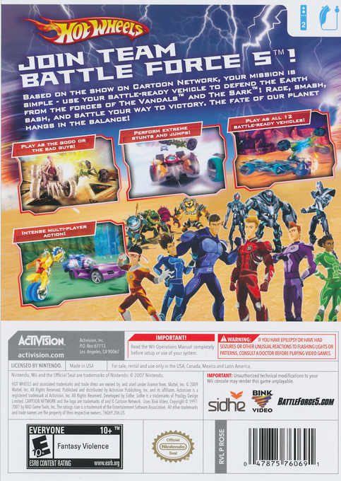 Hot Wheels - Battle Force 5 — box-2D-back (US)