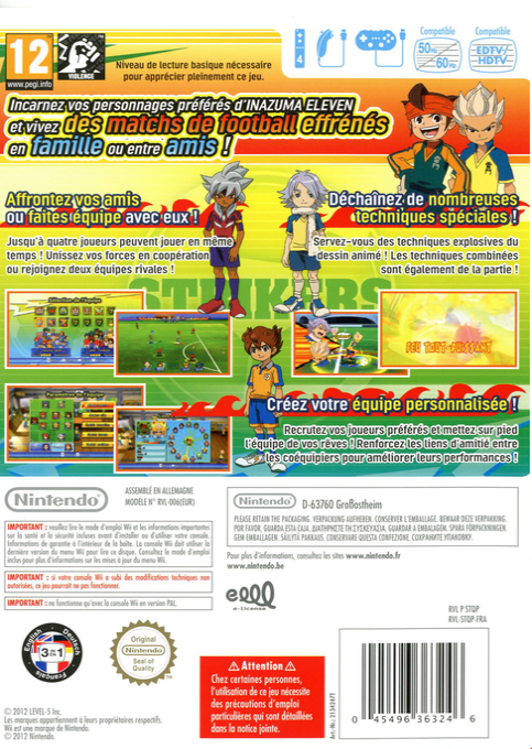 Inazuma Eleven Strikers — box-2D-back (FR)
