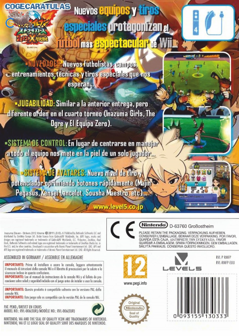 Inazuma Eleven Strikers 2012 Xtreme — box-2D-back (JP)