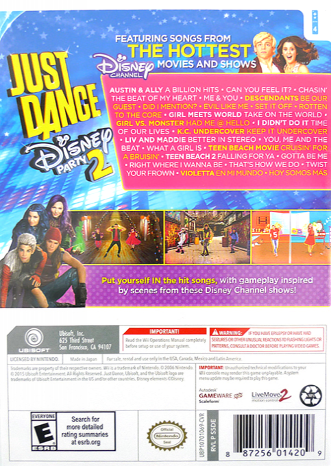 Just Dance Disney Party 2 — box-2D-back (US)