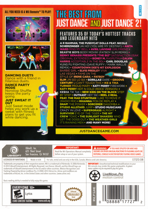 Just Dance Greatest Hits — box-2D-back (US)