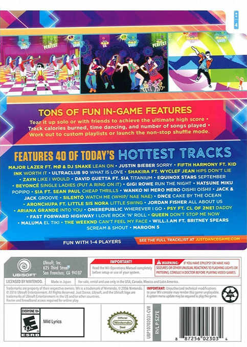 Just Dance 2017 — box-2D-back (US)