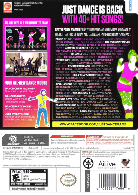 Just Dance Wii 2 — box-2D-back (US)