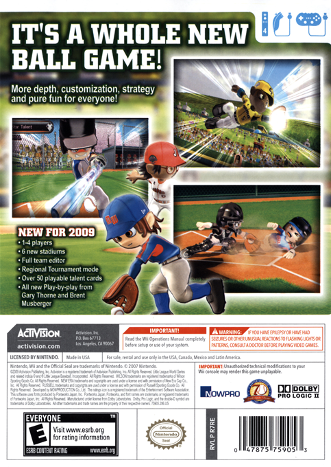 Little League World Series 2009 — box-2D-back (US)