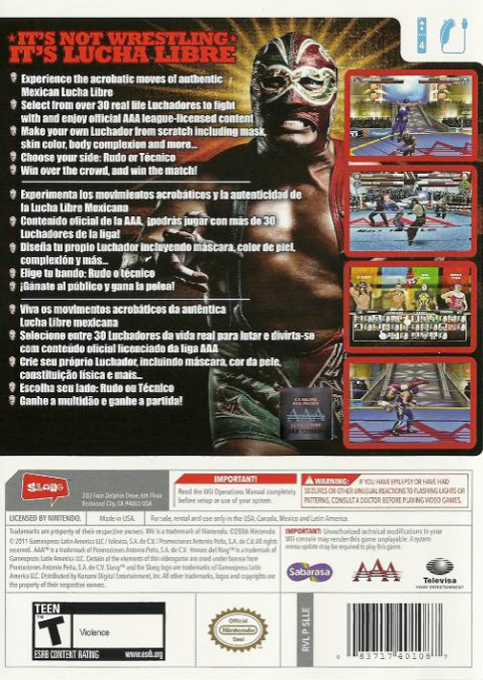 Aaa Lucha Libre - Heroes Of The Ring — box-2D-back (US)