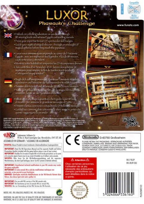 Luxor Pharaoh's Challenge — box-2D-back (EU)