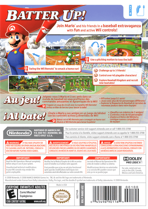 Mario Super Sluggers — box-2D-back (US)