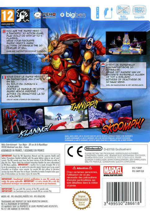 Marvel Super Heroes 3d - Grandmaster's Challenge — box-2D-back (EU)