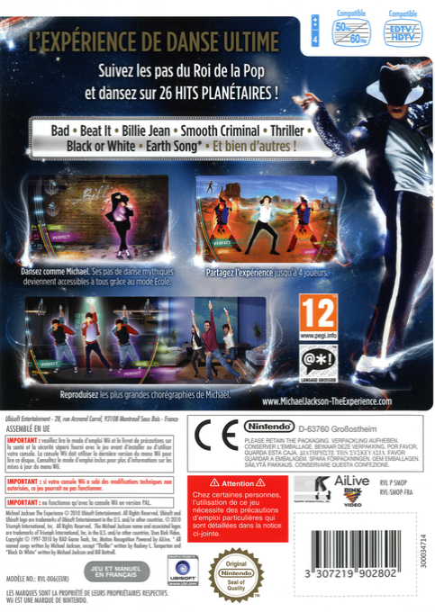 Michael Jackson - The Experience — box-2D-back (FR)