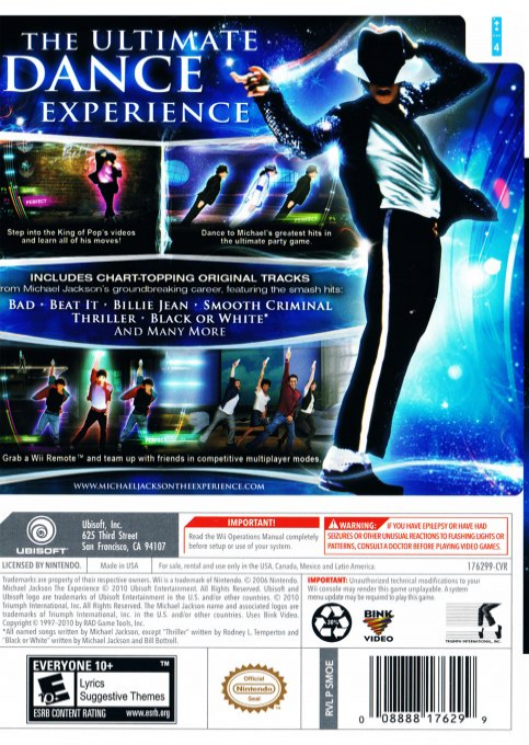Michael Jackson - The Experience — box-2D-back (US)