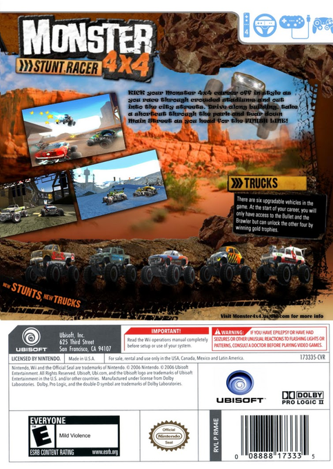 Monster 4x4 - Stunt Racer — box-2D-back (US)