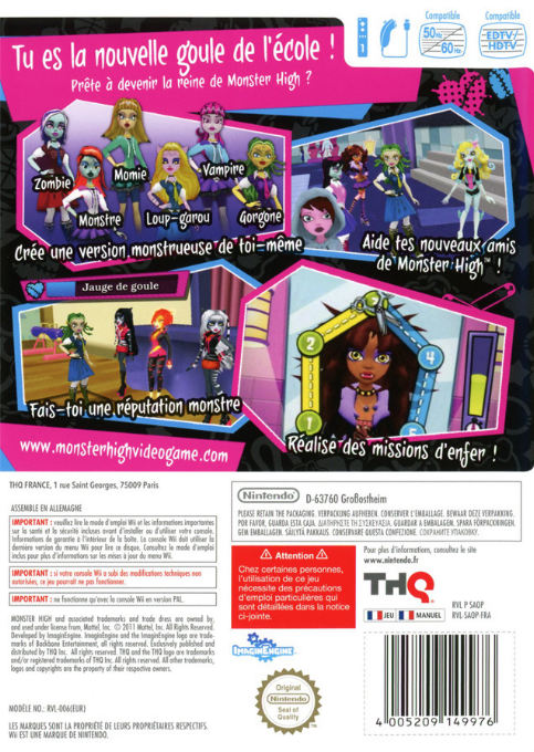 Monster High - Scuola da Paura — box-2D-back (FR)