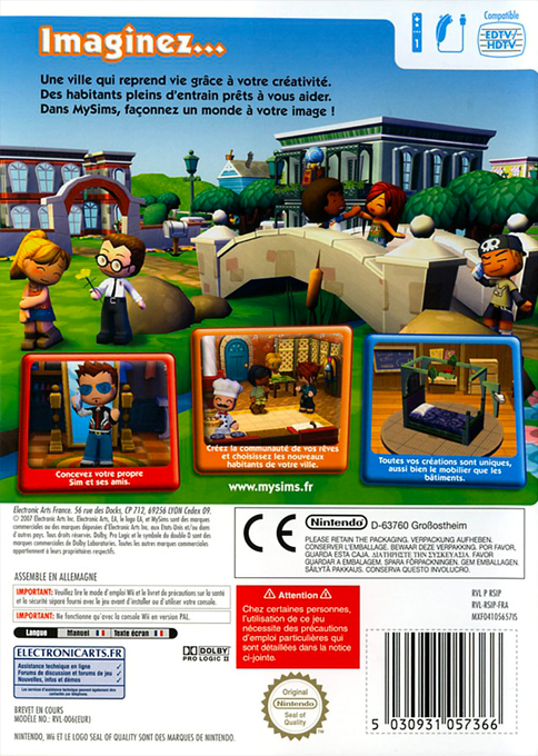 MySims — box-2D-back (FR)