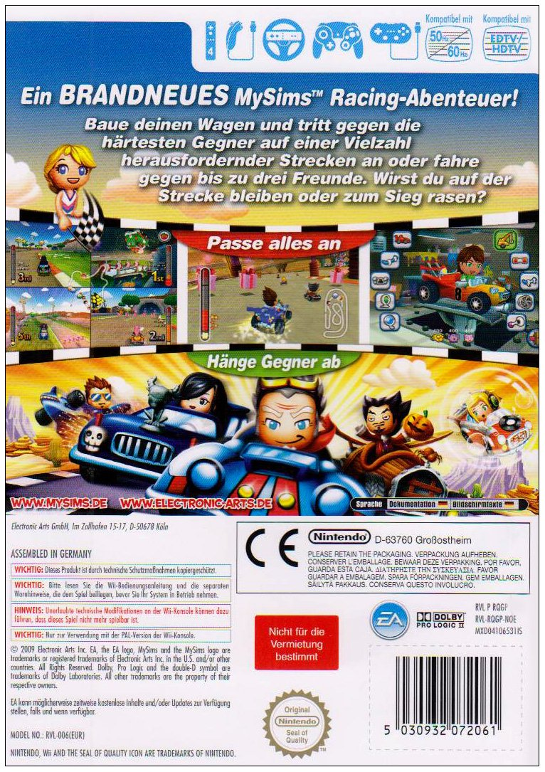 Mysims Racing — box-2D-back (DE)