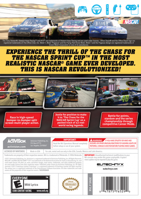 Nascar The Game 2011 — box-2D-back (US)