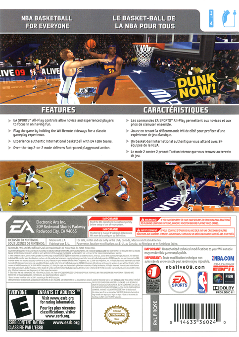 NBA Live 09 - All-Play — box-2D-back (US)