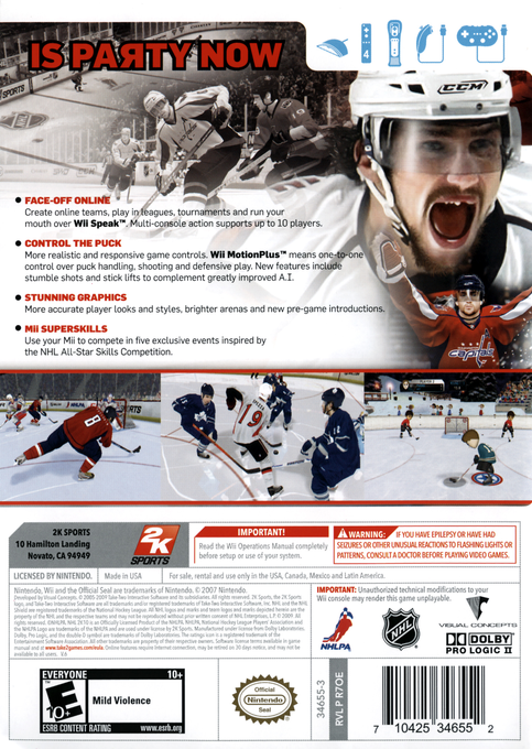 Nhl 2k10 — box-2D-back (US)