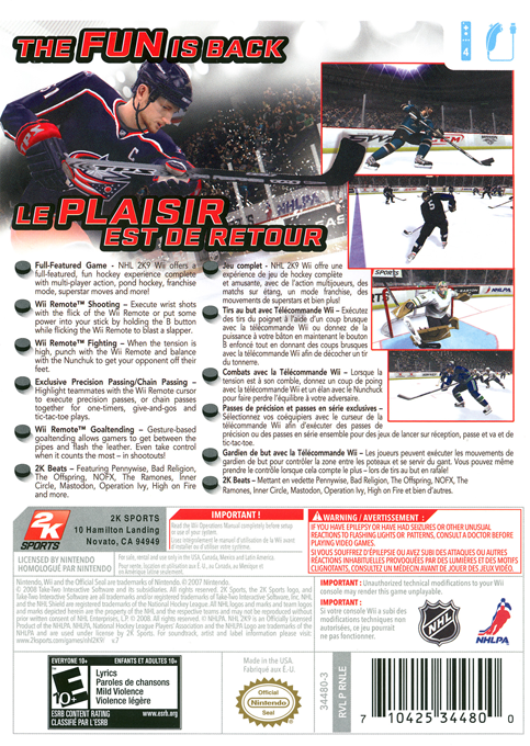 NHL 2K9 — box-2D-back (US)