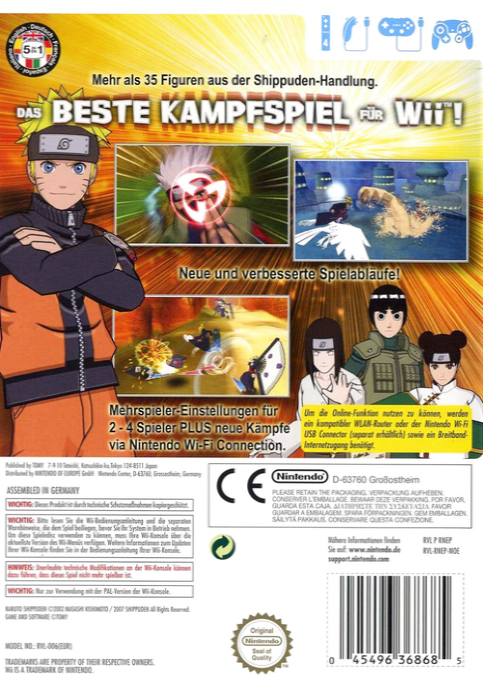 Naruto Shippuden - Clash Of Ninja Revolution 3 - European Version — box-2D-back (DE)