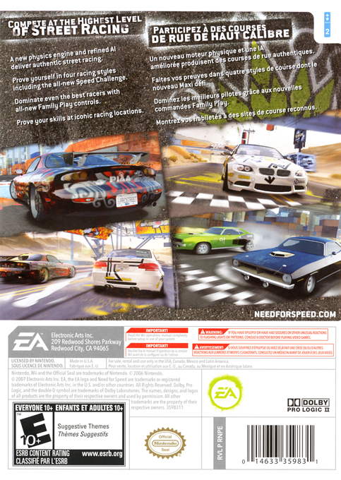 Need for Speed - Pro Street — box-2D-back (US)