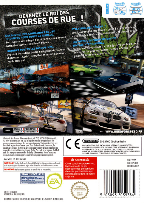 Need for Speed - Pro Street — box-2D-back (FR)