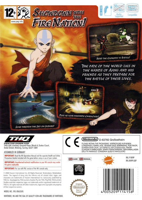 Avatar - Le Dernier Maître De L'air - Into The Inferno — box-2D-back (EU)