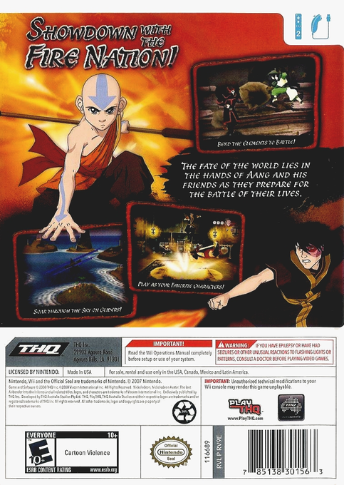 Avatar - Le Dernier Maître De L'air - Into The Inferno — box-2D-back (US)